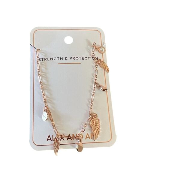 Alex + Ani Angel Wing + Pearl Delicate Necklace Rose Gold Finish 18" NEW - Picture 4 of 5